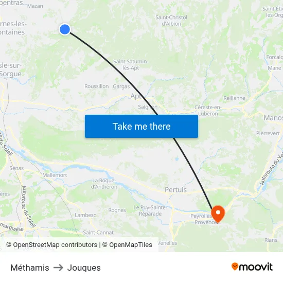 Méthamis to Jouques map