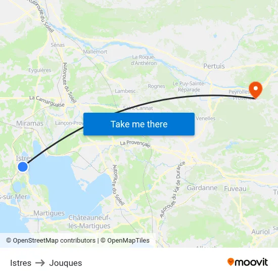 Istres to Jouques map