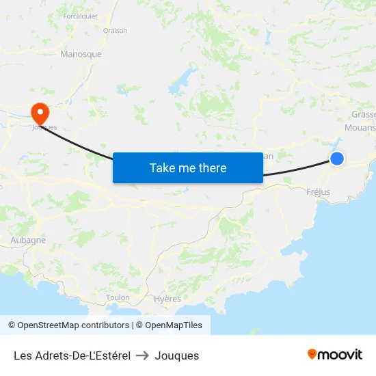 Les Adrets-De-L'Estérel to Jouques map