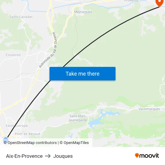 Aix-En-Provence to Jouques map