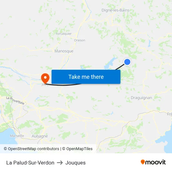 La Palud-Sur-Verdon to Jouques map