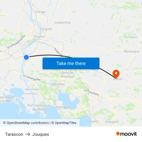 Tarascon to Jouques map
