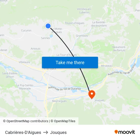 Cabrières-D'Aigues to Jouques map