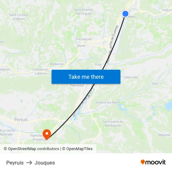 Peyruis to Jouques map