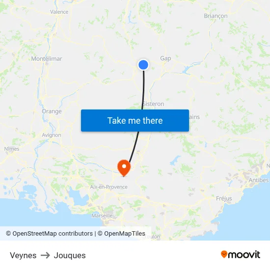 Veynes to Jouques map