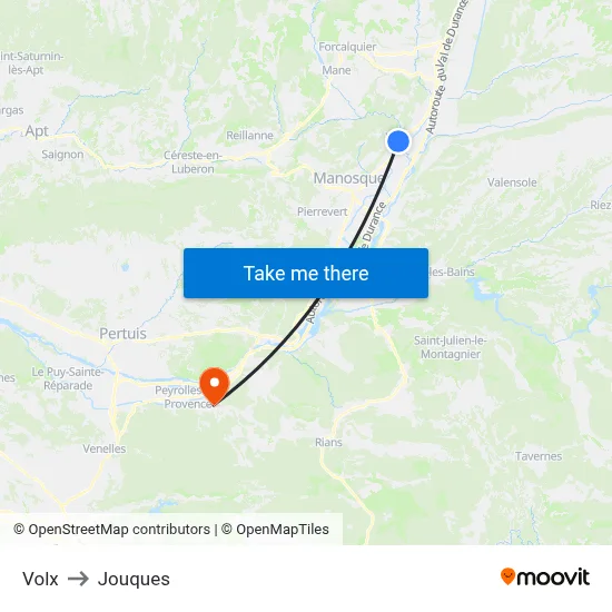 Volx to Jouques map