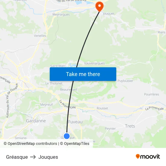 Gréasque to Jouques map