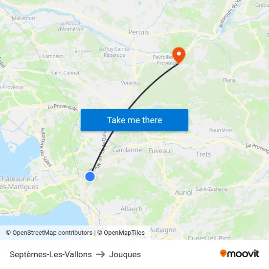 Septèmes-Les-Vallons to Jouques map