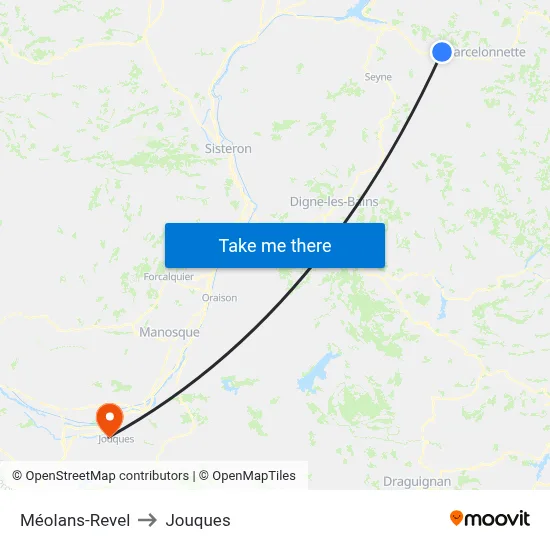 Méolans-Revel to Jouques map