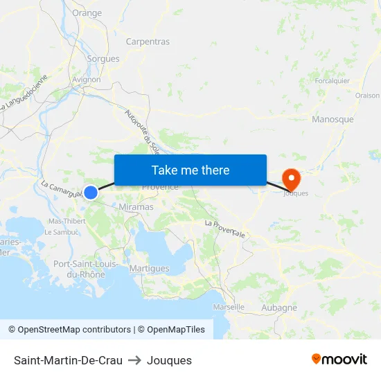 Saint-Martin-De-Crau to Jouques map
