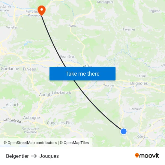 Belgentier to Jouques map