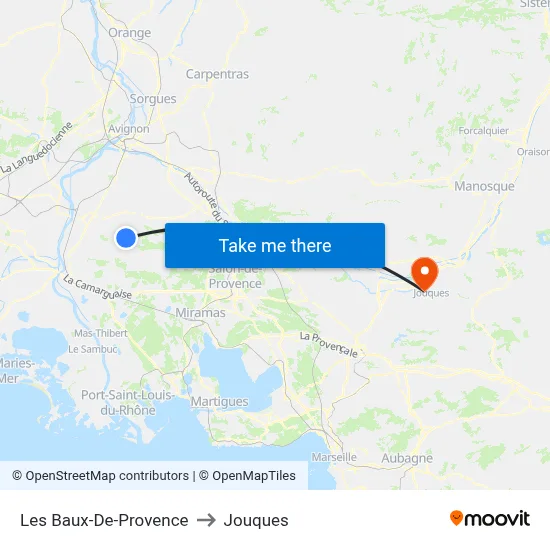 Les Baux-De-Provence to Jouques map