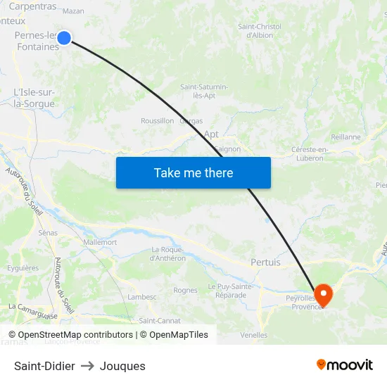 Saint-Didier to Jouques map