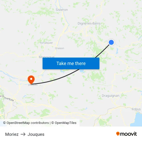 Moriez to Jouques map