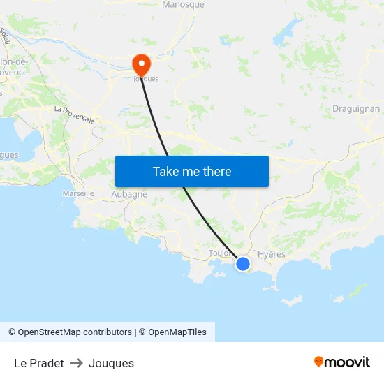 Le Pradet to Jouques map