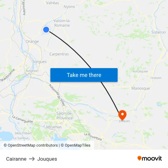 Cairanne to Jouques map