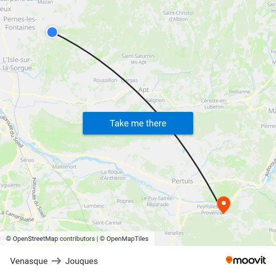 Venasque to Jouques map