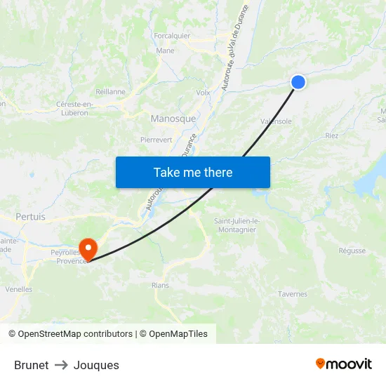 Brunet to Jouques map