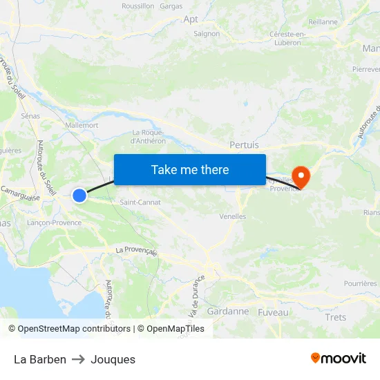 La Barben to Jouques map