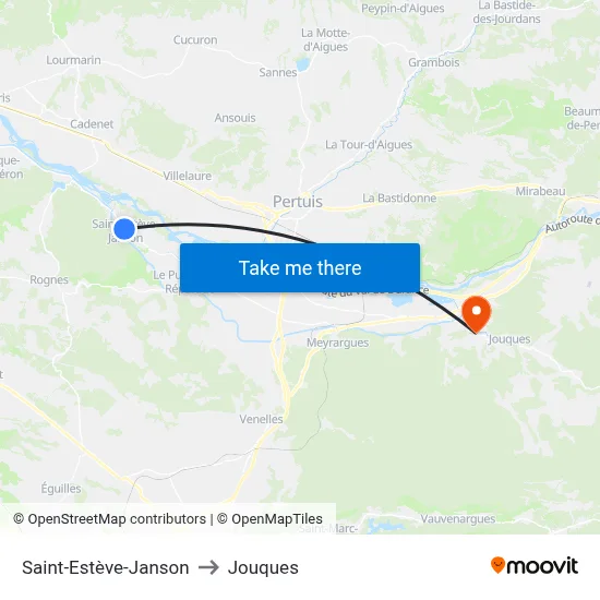 Saint-Estève-Janson to Jouques map