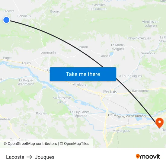Lacoste to Jouques map
