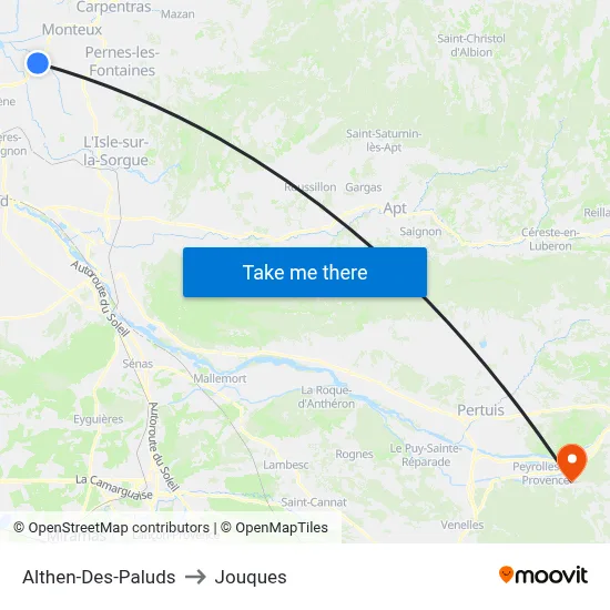 Althen-Des-Paluds to Jouques map
