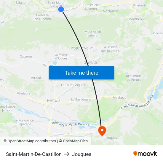 Saint-Martin-De-Castillon to Jouques map