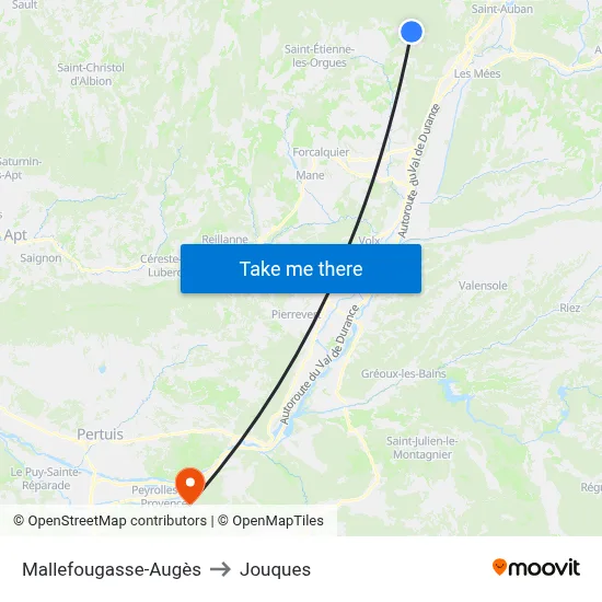 Mallefougasse-Augès to Jouques map