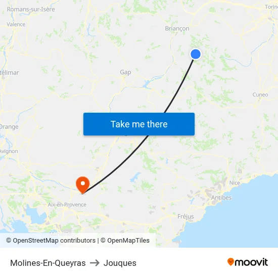 Molines-En-Queyras to Jouques map