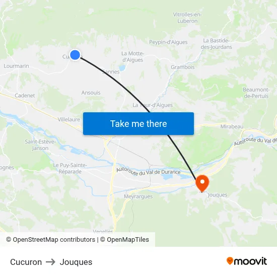 Cucuron to Jouques map