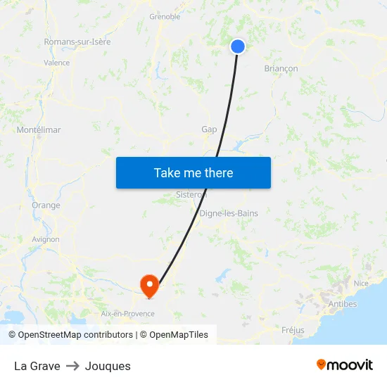 La Grave to Jouques map