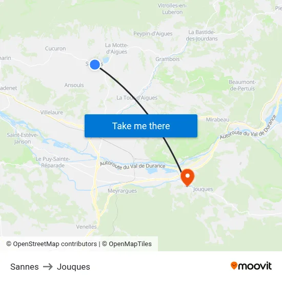 Sannes to Jouques map