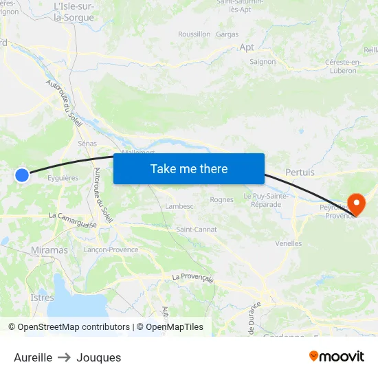 Aureille to Jouques map