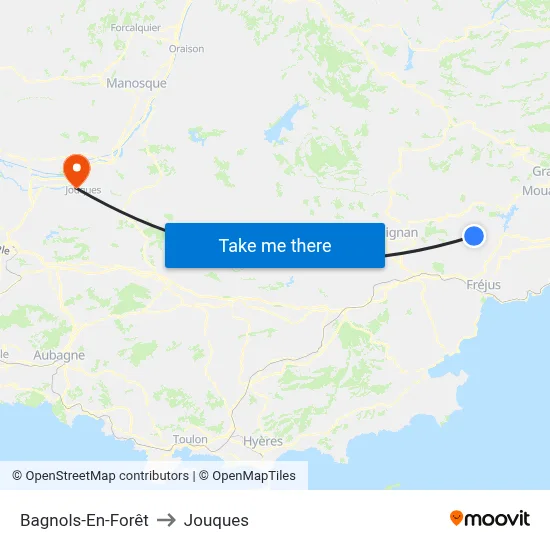 Bagnols-En-Forêt to Jouques map