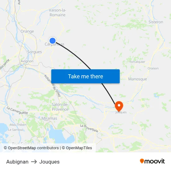 Aubignan to Jouques map