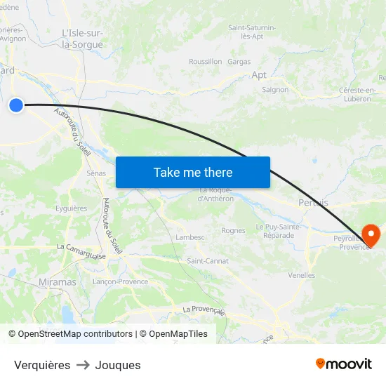 Verquières to Jouques map