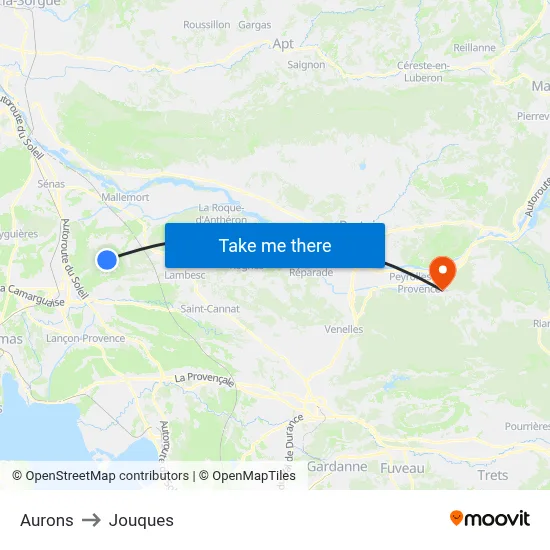 Aurons to Jouques map