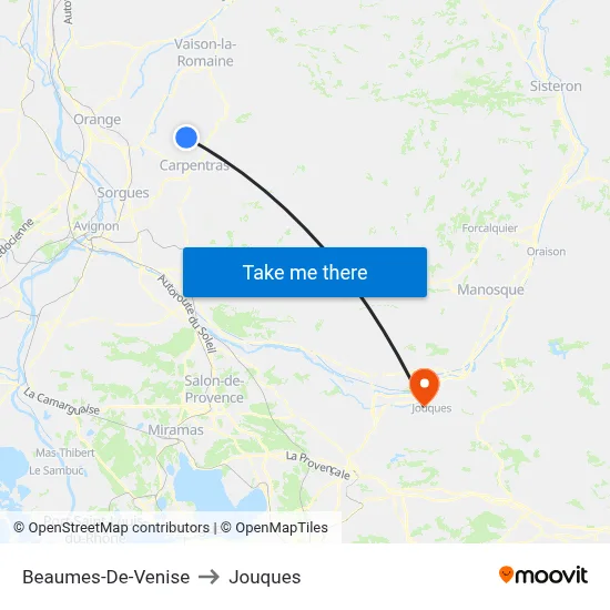 Beaumes-De-Venise to Jouques map