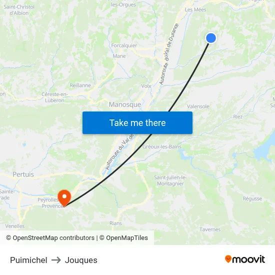 Puimichel to Jouques map