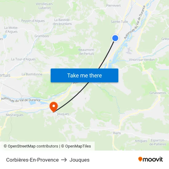 Corbières-En-Provence to Jouques map