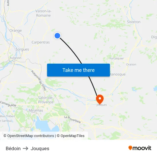 Bédoin to Jouques map