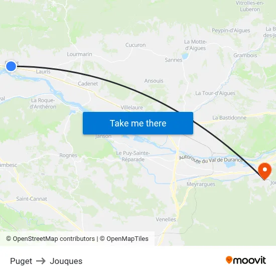 Puget to Jouques map