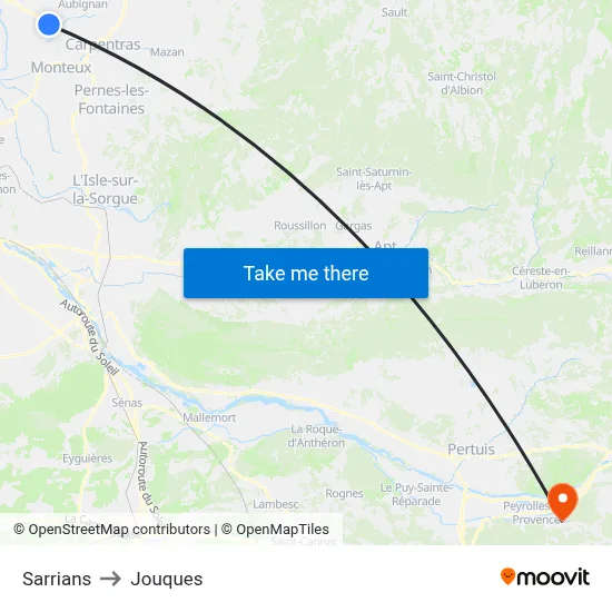 Sarrians to Jouques map