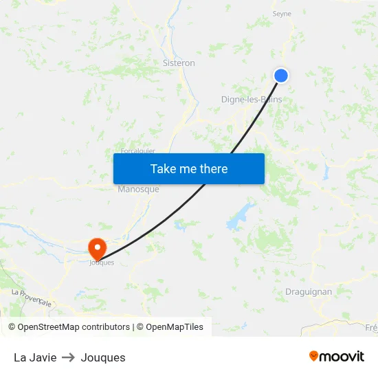 La Javie to Jouques map
