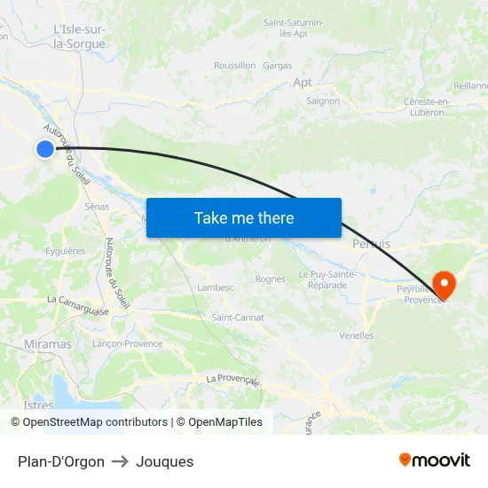 Plan-D'Orgon to Jouques map