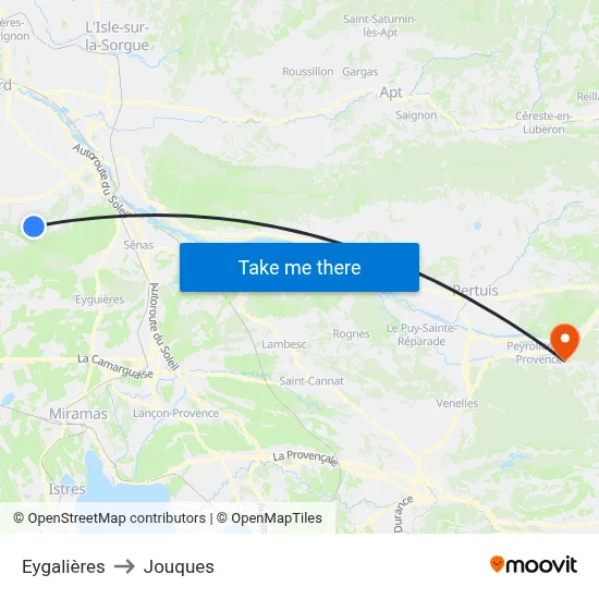 Eygalières to Jouques map