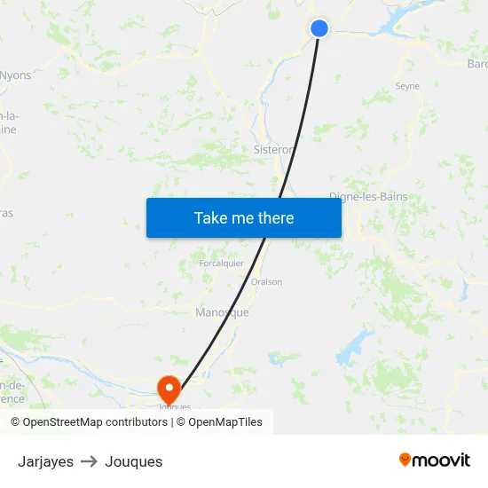 Jarjayes to Jouques map