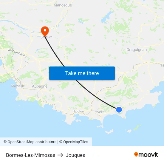 Bormes-Les-Mimosas to Jouques map
