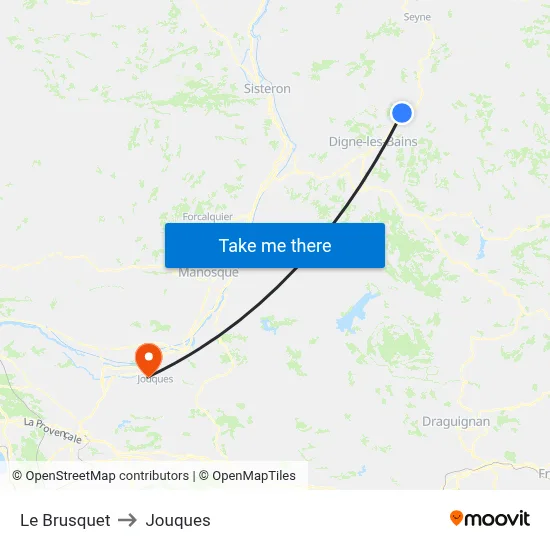 Le Brusquet to Jouques map