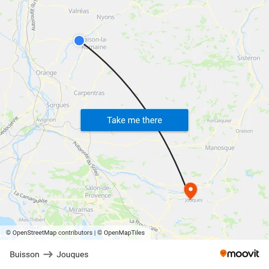 Buisson to Jouques map